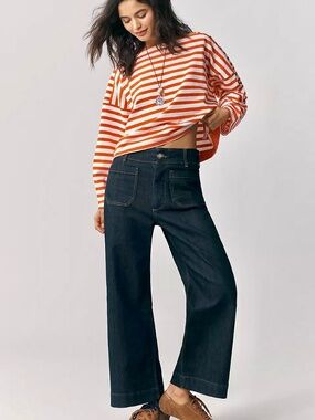 ANTHROPOLOGIE MAEVE The Colette Full Length Jeans in Dark Denim - 33